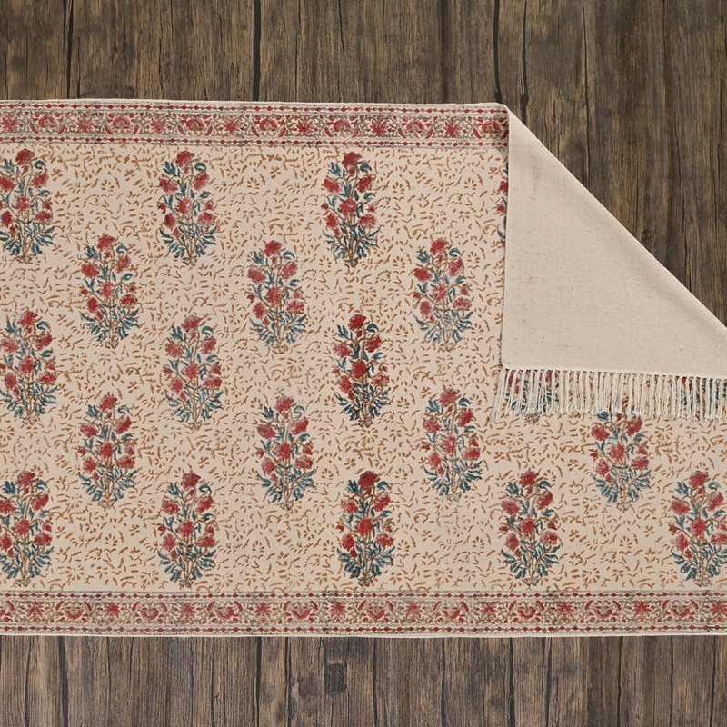 4x6 Rug Handmade Rug Indian Rug Hand Block Print Rug Outdoor / Indoor Rug / Living Room / Dining Room / Garden Rug, Boho Rug Printed Dhurry